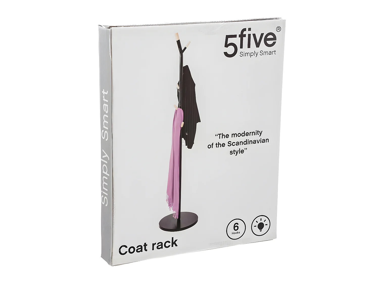 Porte-manteaux en Bois et Métal Noir 6 Patères H 175.5 cm