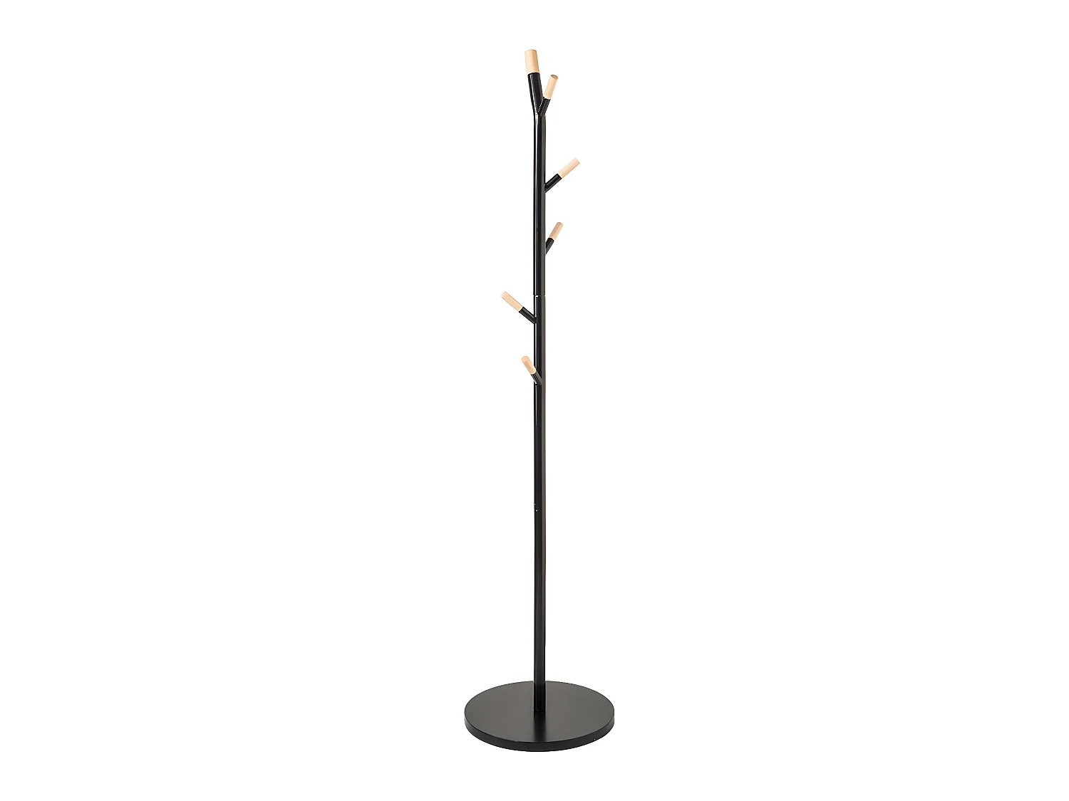 Porte-manteaux en Bois et Métal Noir 6 Patères H 175.5 cm