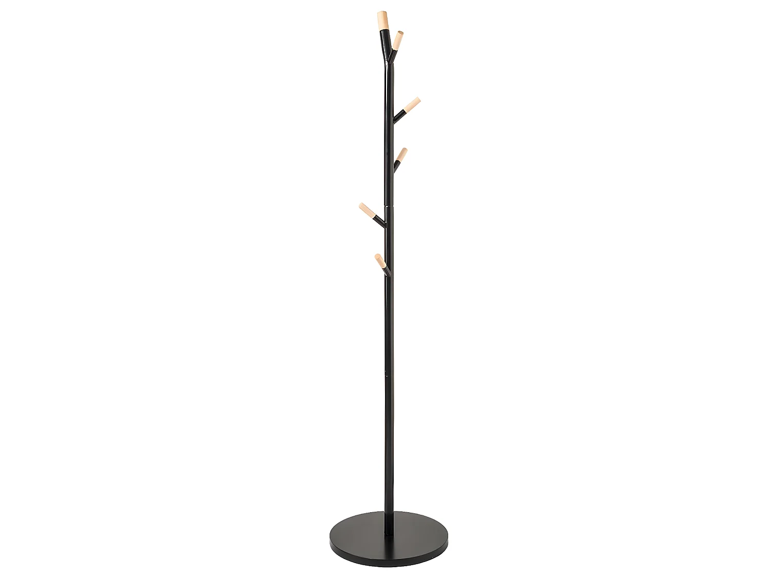 Porte-manteaux en Bois et Métal Noir 6 Patères H 175.5 cm