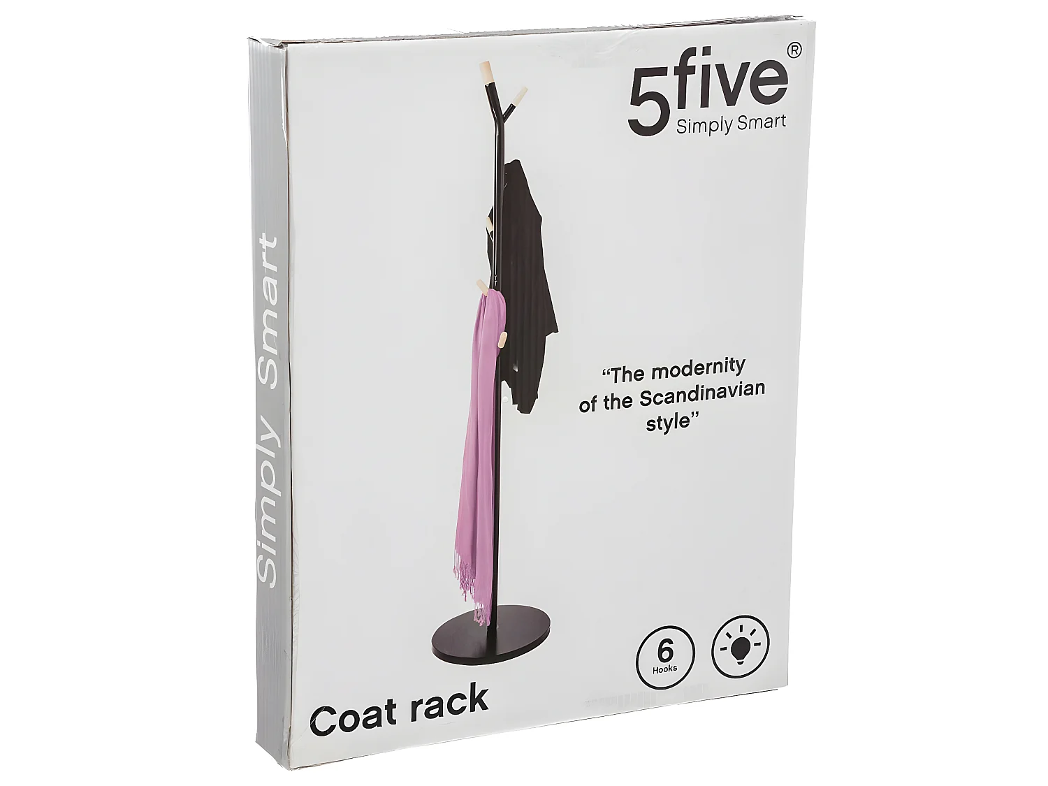 Porte-manteaux en Bois et Métal Noir 6 Patères H 175.5 cm