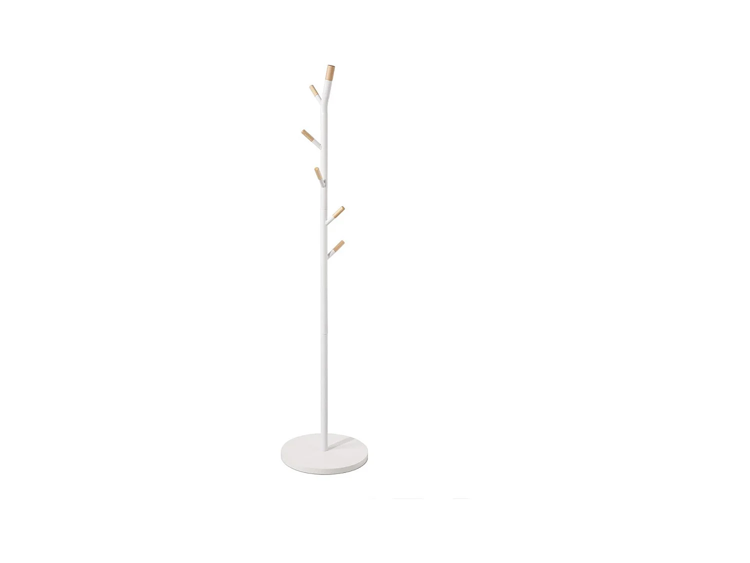 Porte-manteaux en Bois et Métal Blanc 6 Patères H 175.5 cm