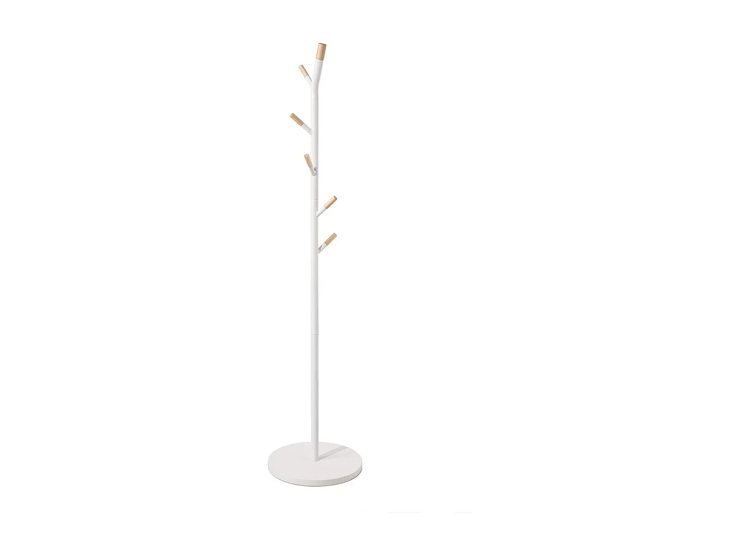 Porte-manteaux en Bois et Métal Blanc 6 Patères H 175.5 cm