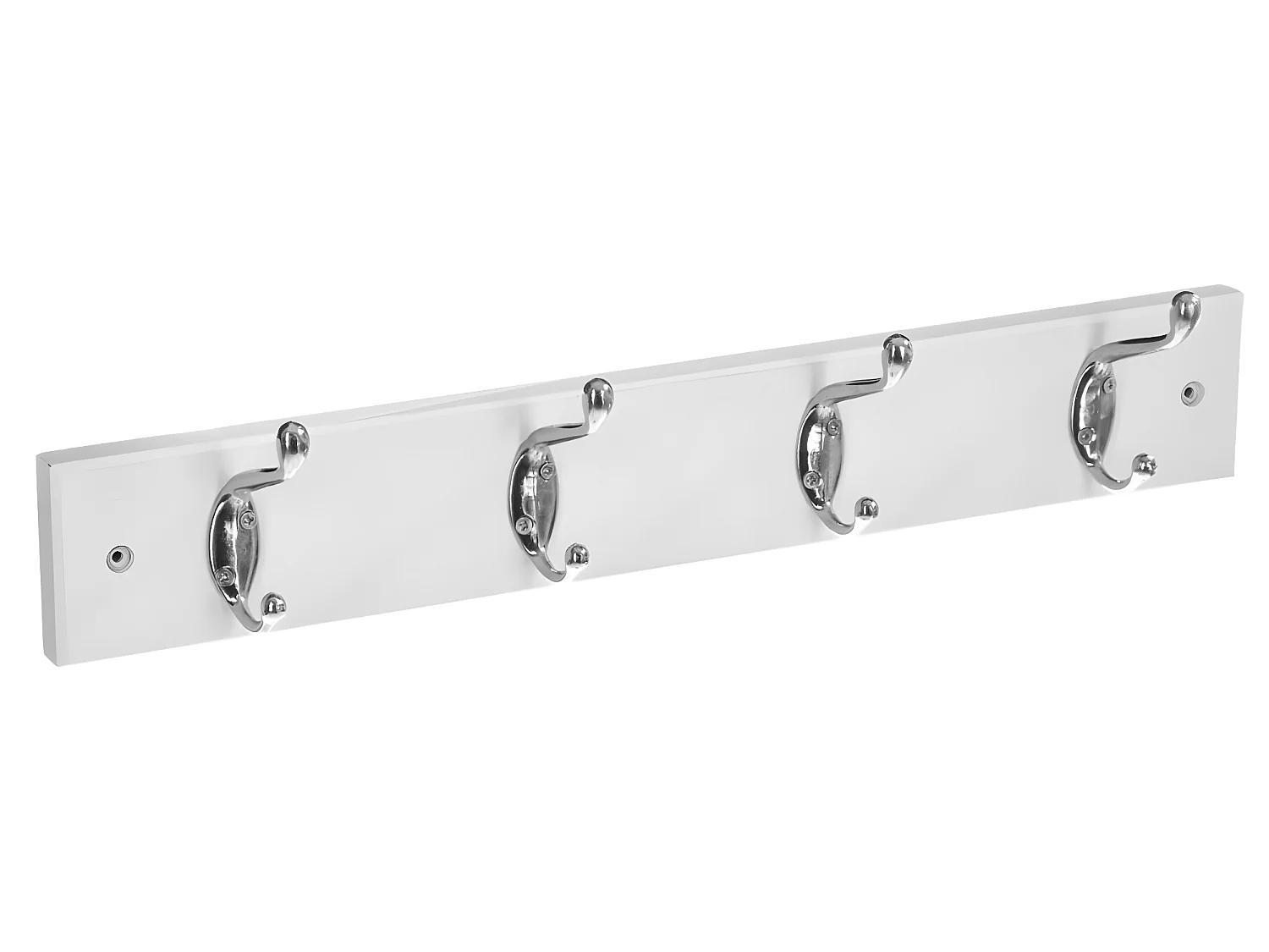 Patère en Bois Blanc avec 4 crochets en métal L 42 cm