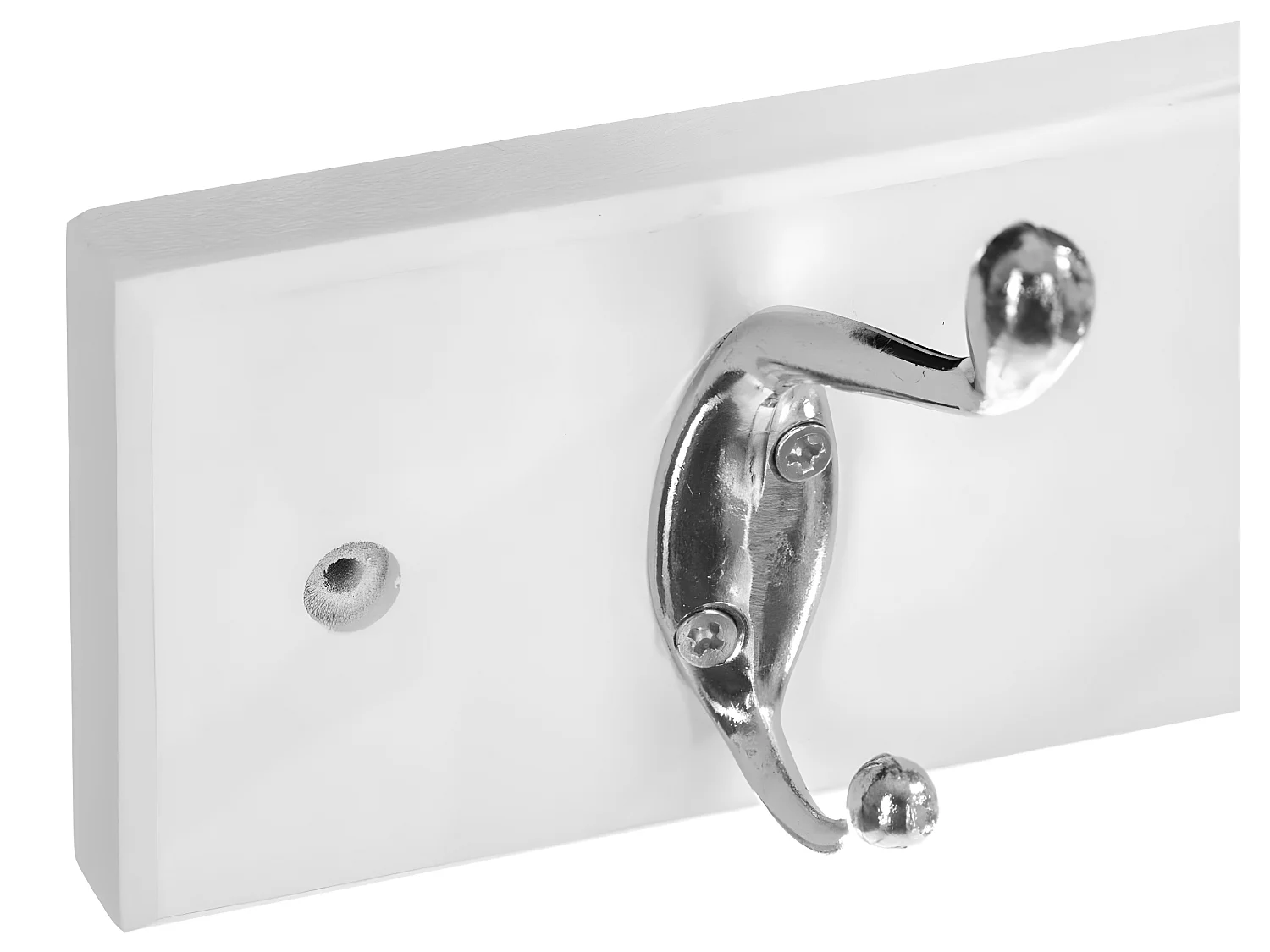 Patère en Bois Blanc avec 4 crochets en métal L 42 cm