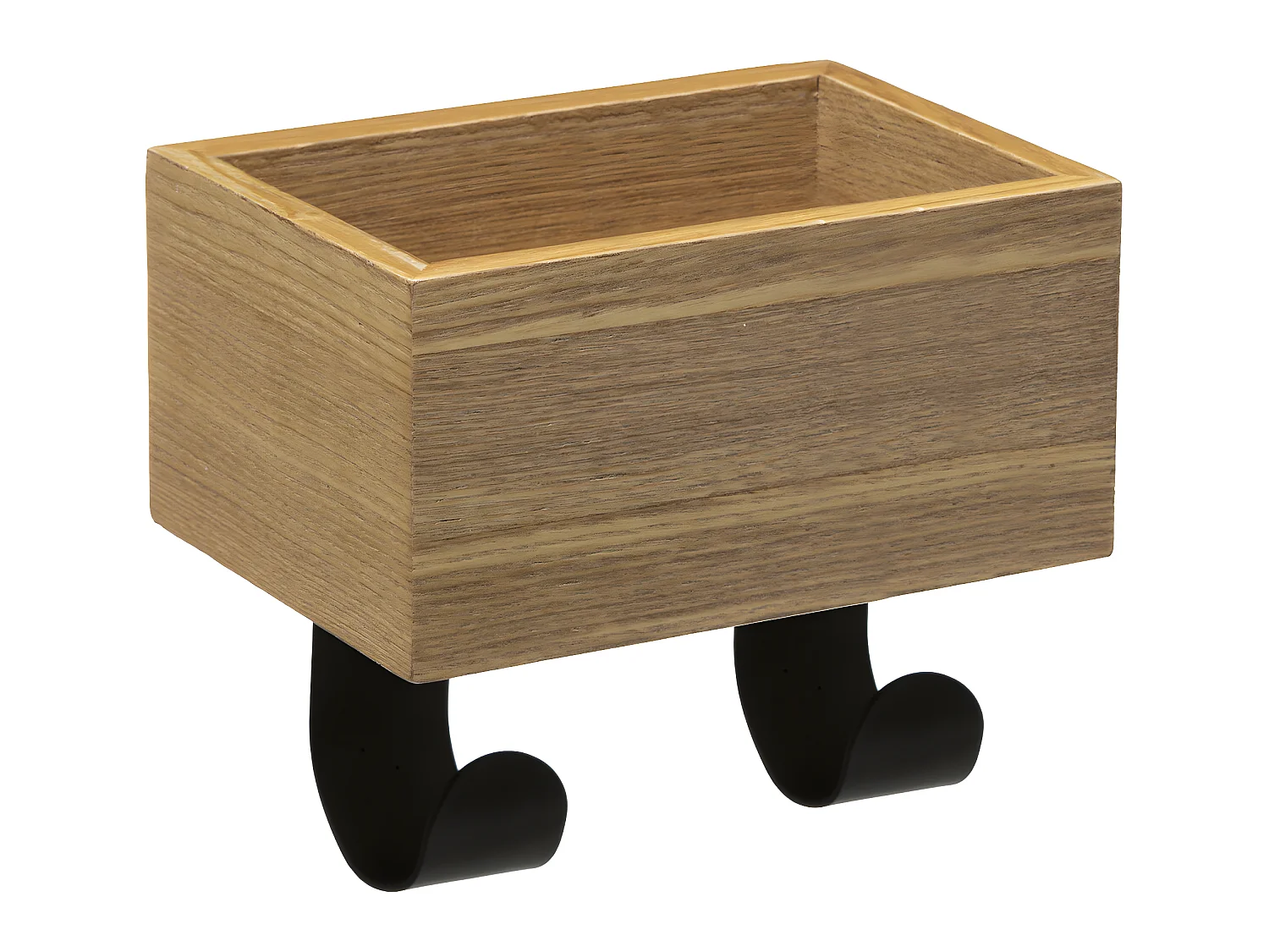 Patère 2 crochets en métal et Vide poche en Bois