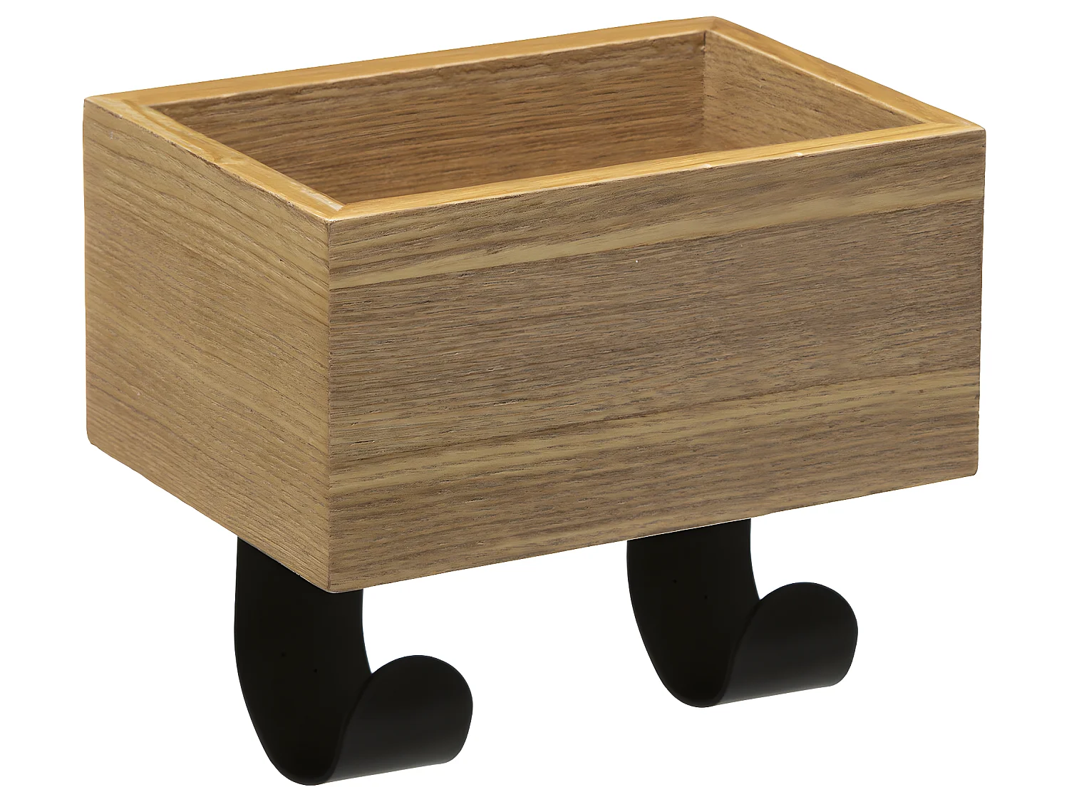 Patère 2 crochets en métal et Vide poche en Bois