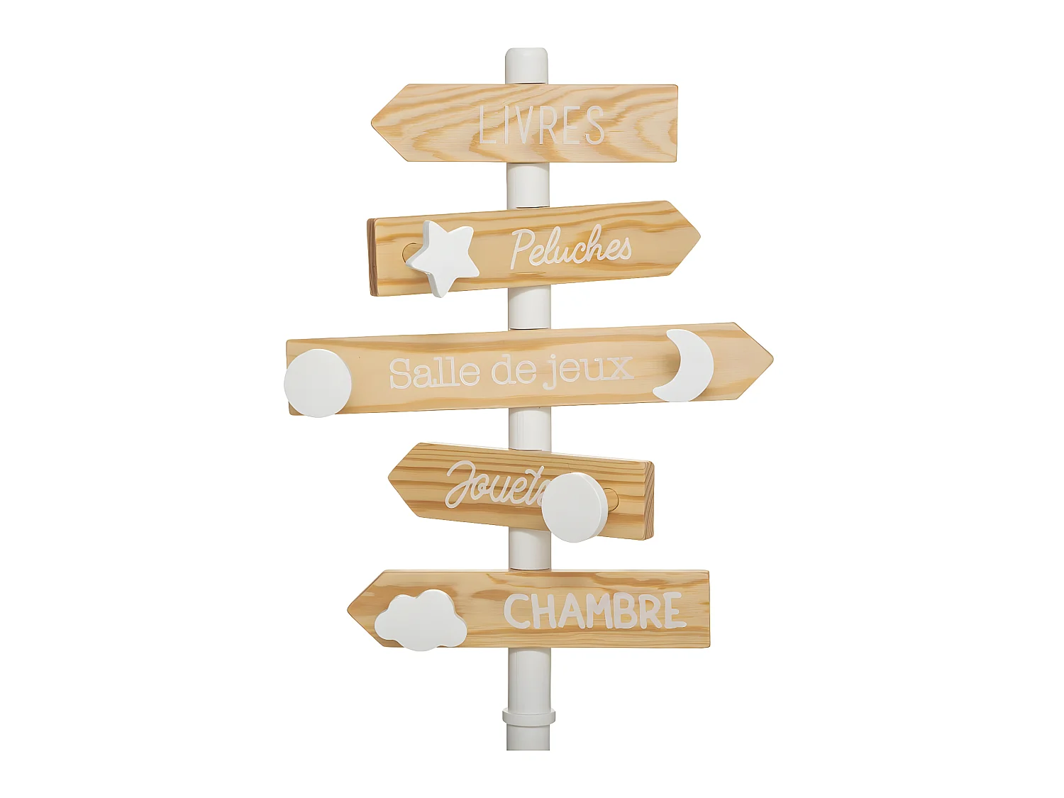 Porte-manteau Pancarte 5 Patères en Bois pour chambre d'enfant