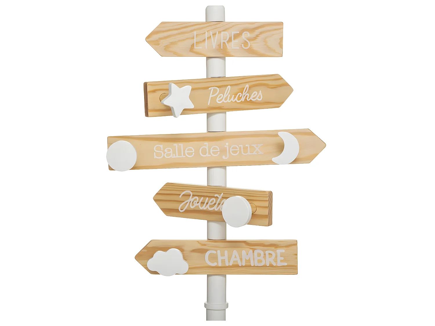 Porte-manteau Pancarte 5 Patères en Bois pour chambre d'enfant