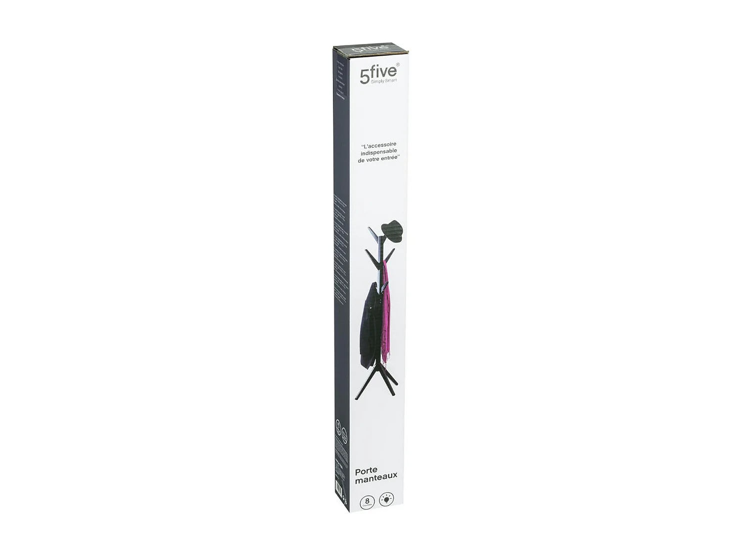 Porte-manteaux en Bois Noir 8 Patères H 173 cm