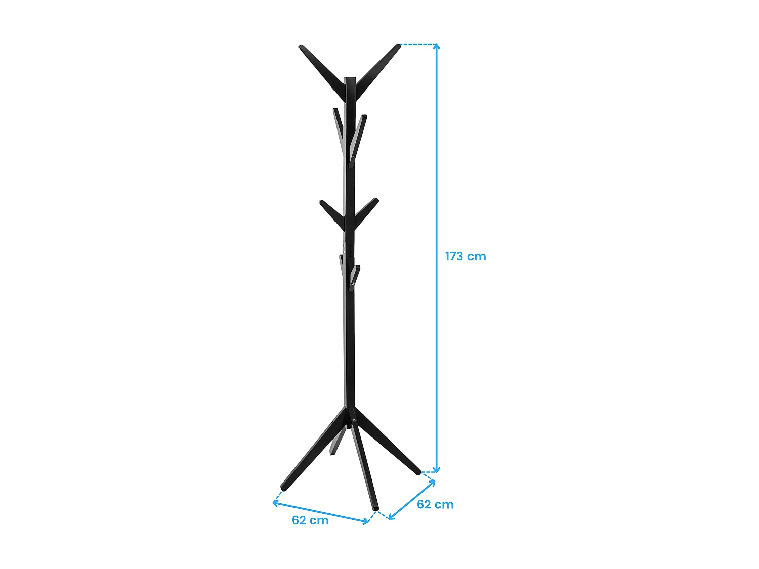 Porte-manteaux en Bois Noir 8 Patères H 173 cm