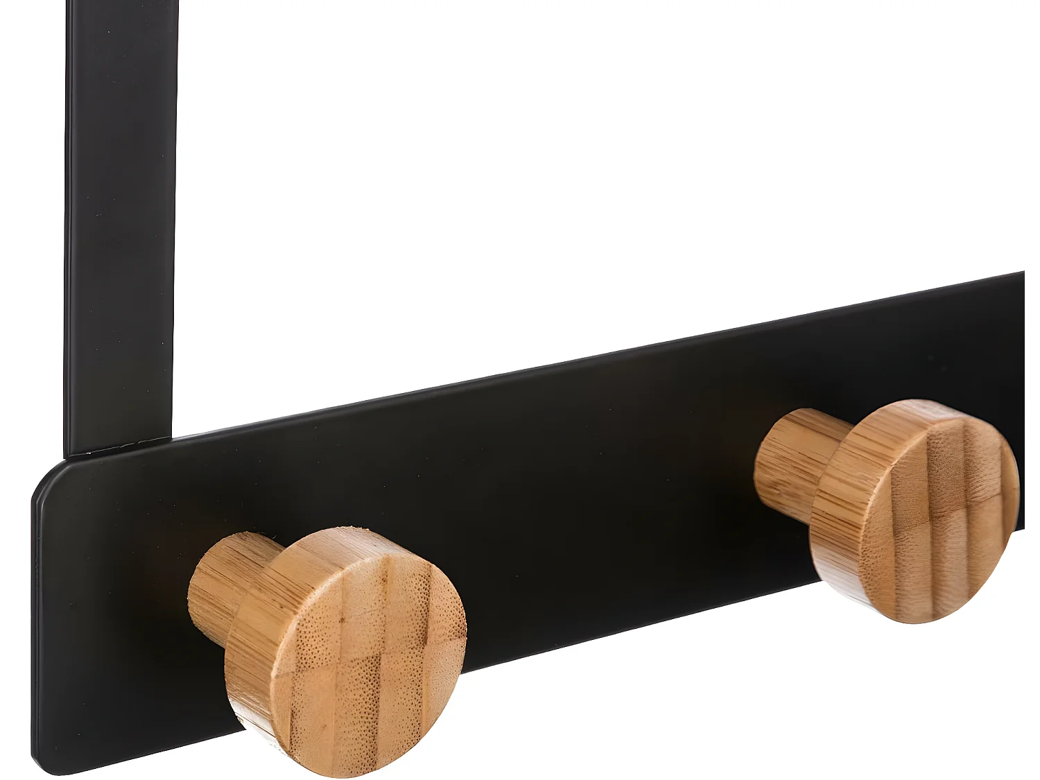 Patère de porte en Métal Noir 5 Têtes en Bambou L 33 cm