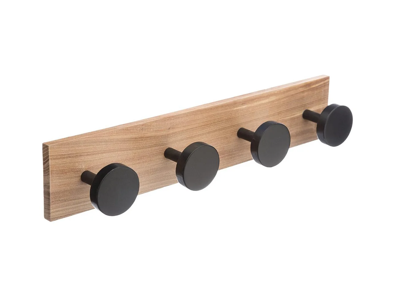 Patère en Bois 4 Têtes Noires L 40 cm