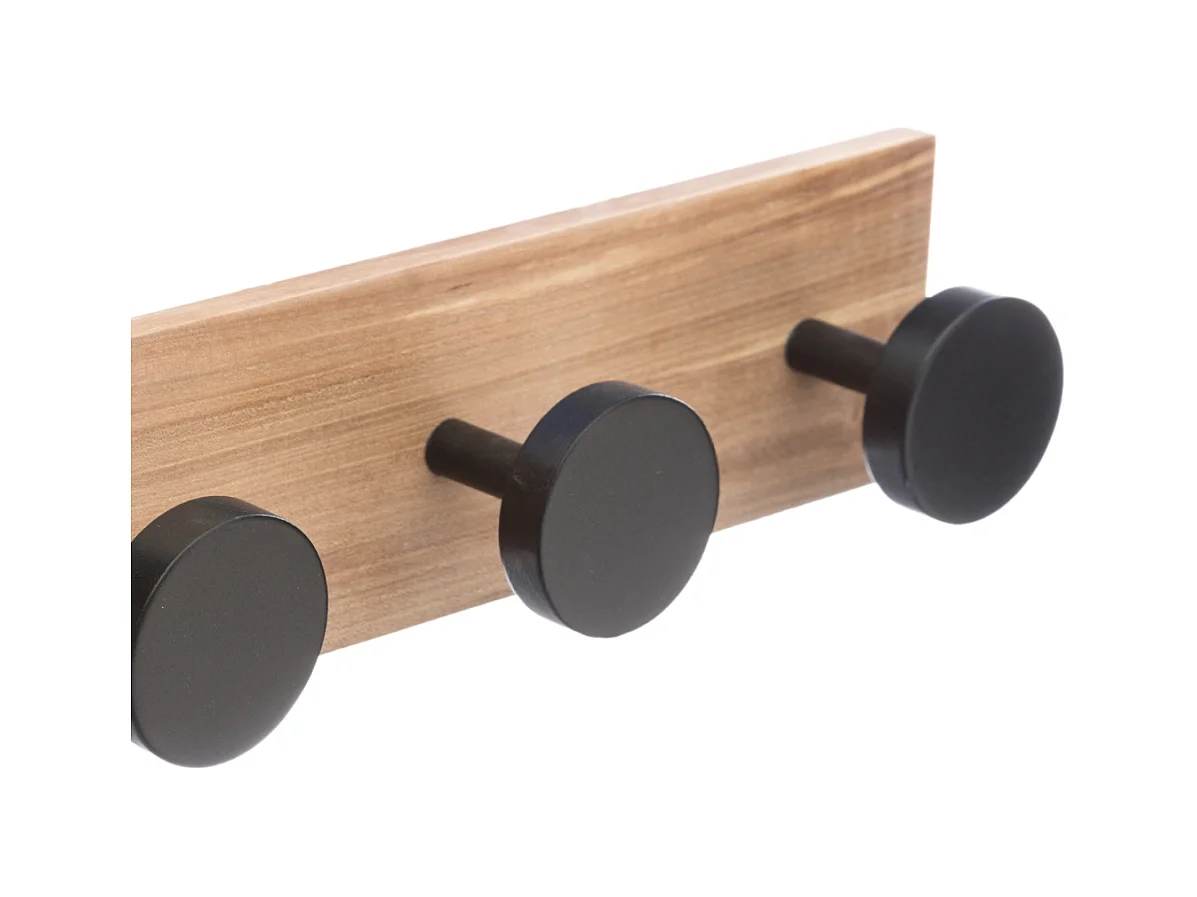 Patère en Bois 4 Têtes Noires L 40 cm