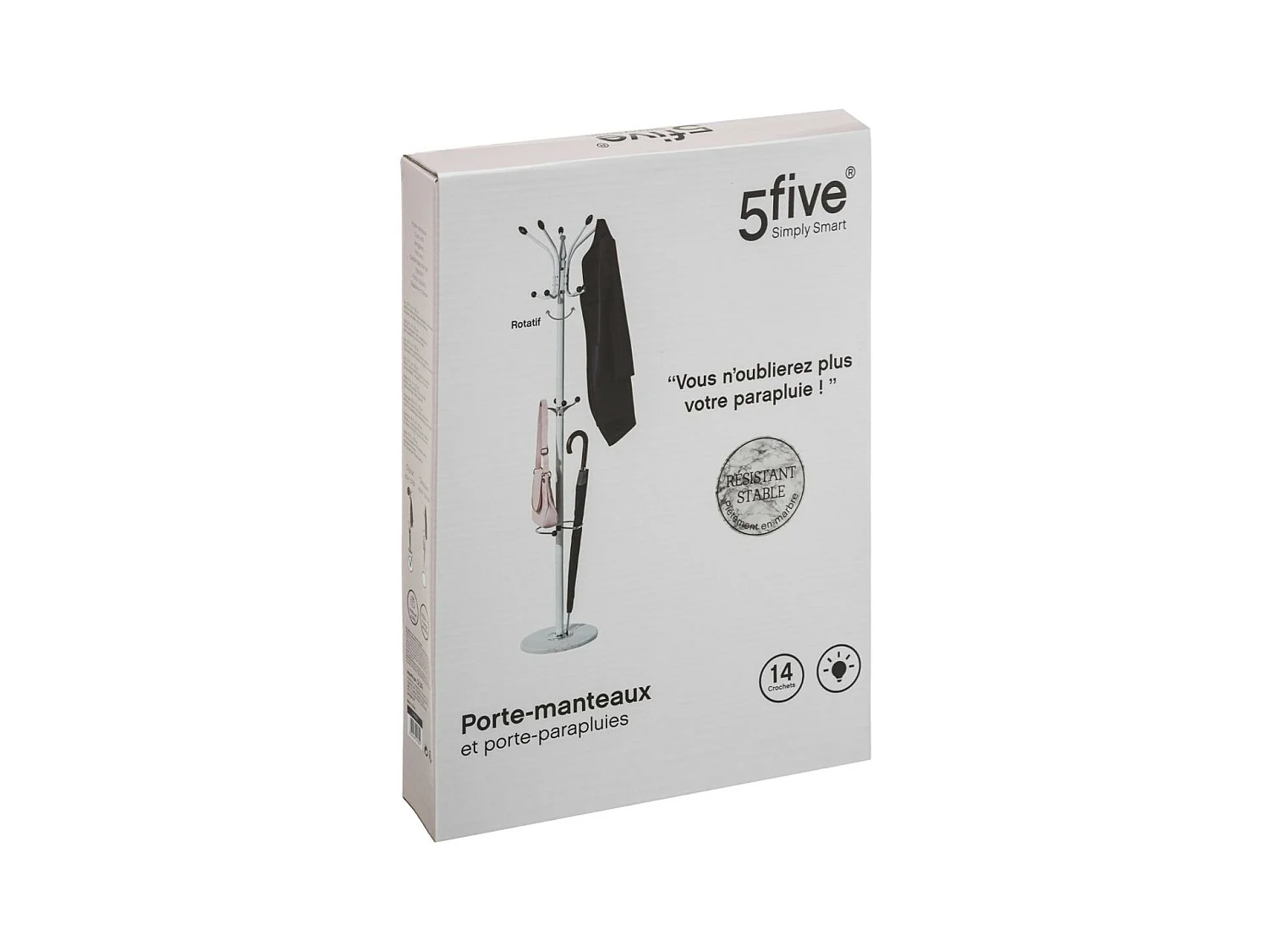 Cabide Giratório com 14 Ganchos em Metal e Mármore Preto H 182 cm