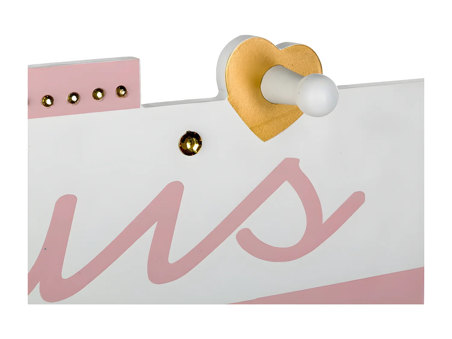 Patère Enfant Pancarte Princesse 5 Crochets en Bois 50 x 35 cm