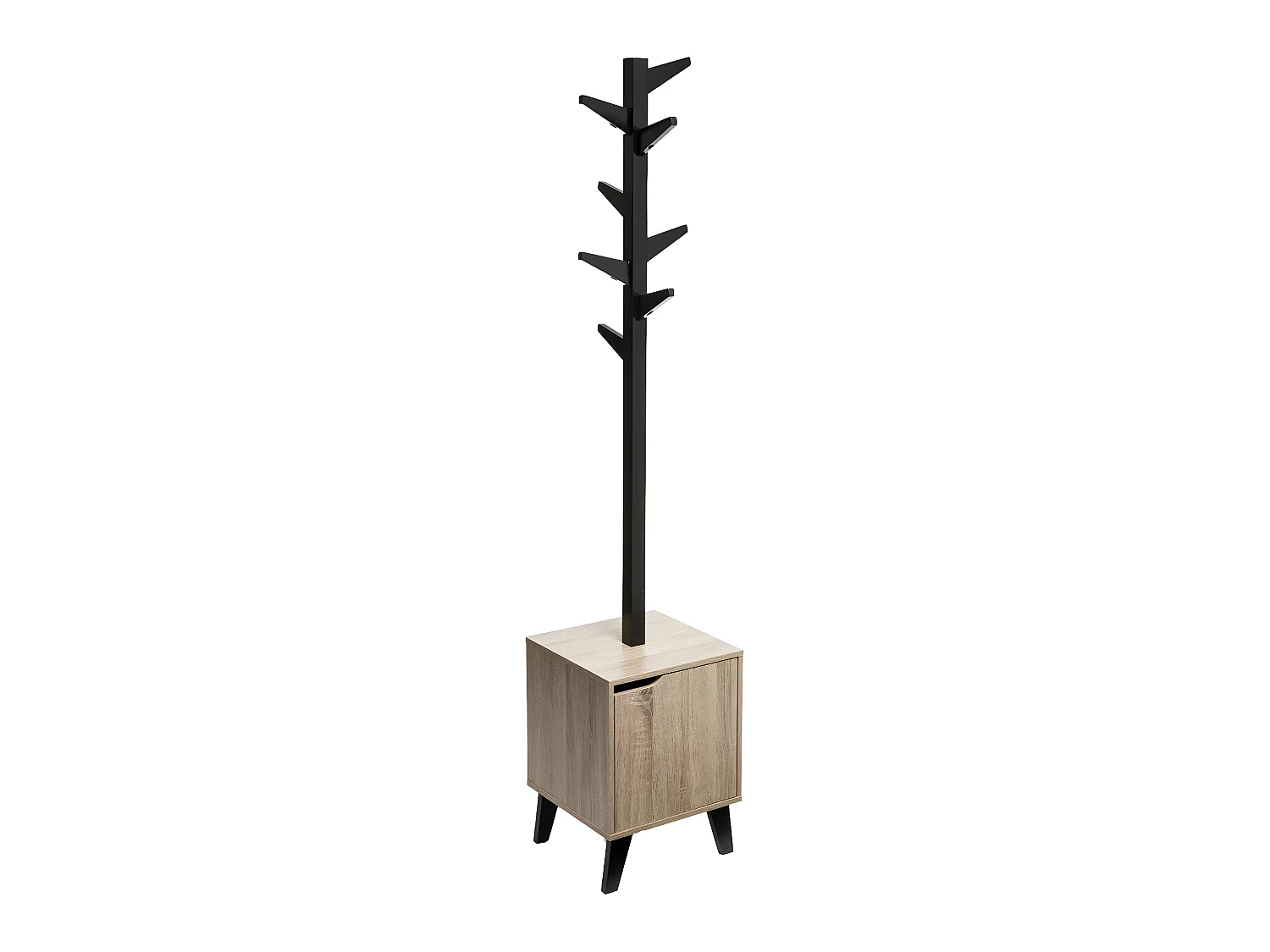 Perchero Pie N'Modul 8 Varillas con Puerta Roble/Negro 35x159 cm