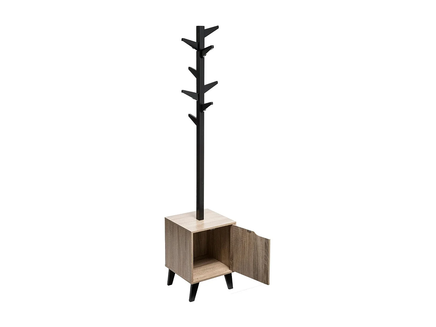 Porte Manteaux 8 Patères sur Caisson de rangement en Bois