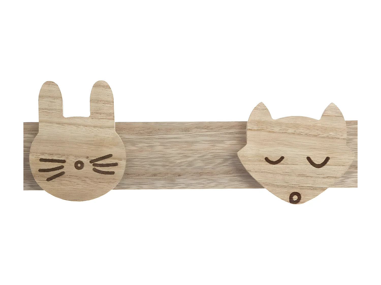 Patère Enfant en Bois 4 Crochets Animaux sauvages