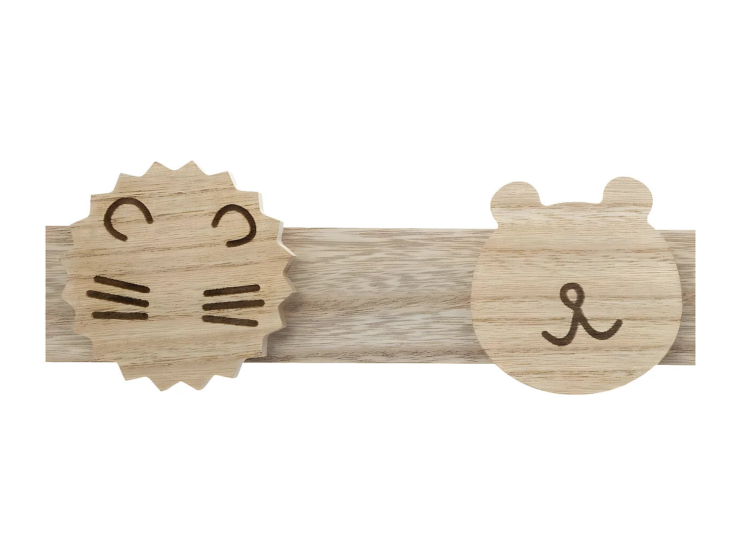 Patère Enfant en Bois 4 Crochets Animaux sauvages