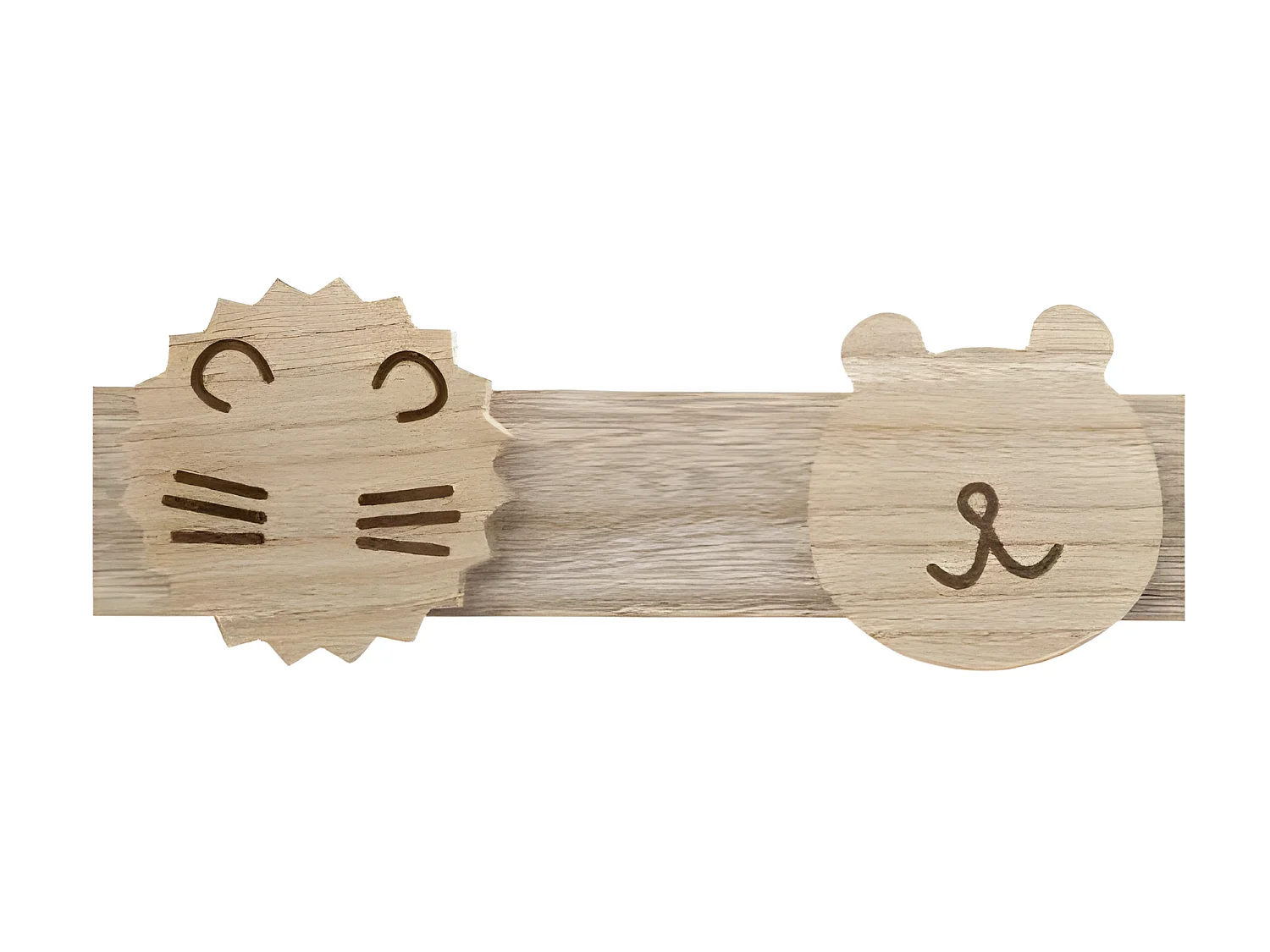 Patère Enfant en Bois 4 Crochets Animaux sauvages