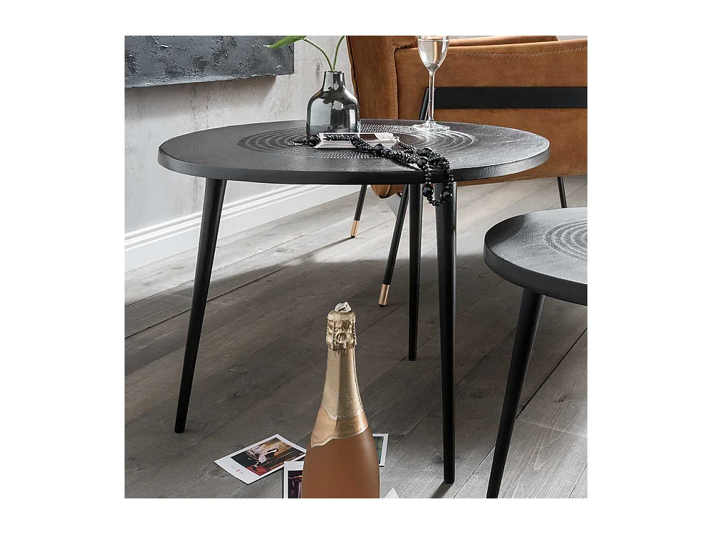 Schwarzer Beistelltisch aus Metall Industry und Loft Stil