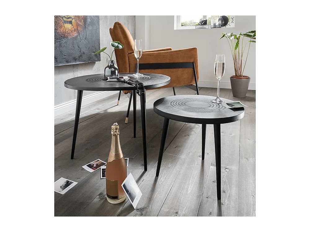 Schwarzer Beistelltisch aus Metall Industry und Loft Stil