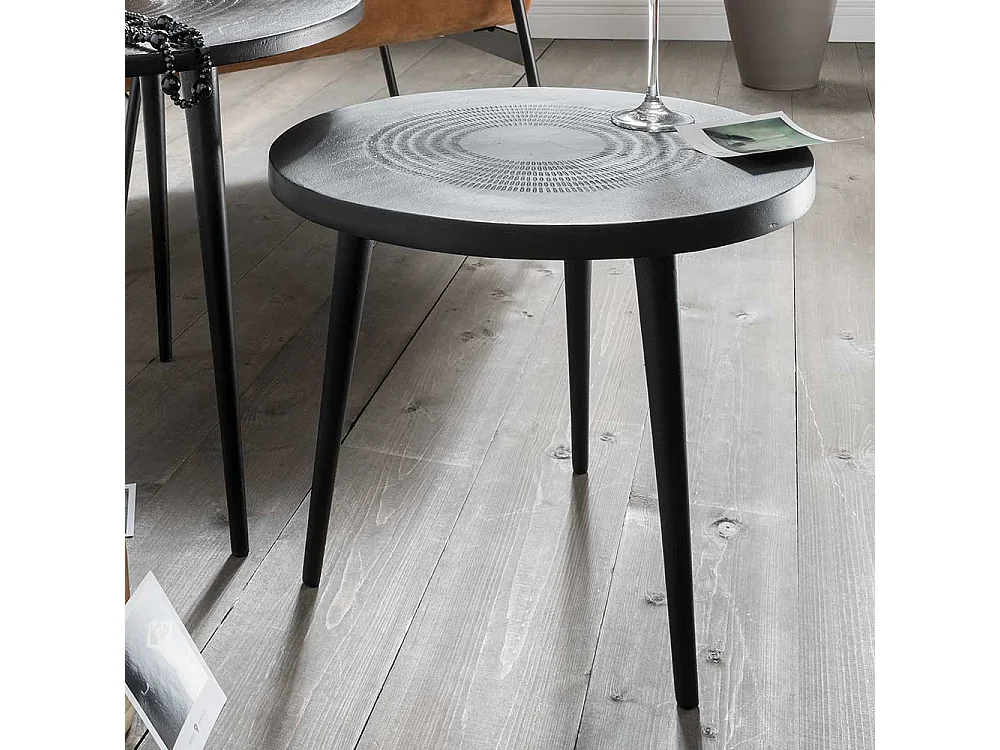 Schwarzer Beistelltisch aus Metall Industry und Loft Stil