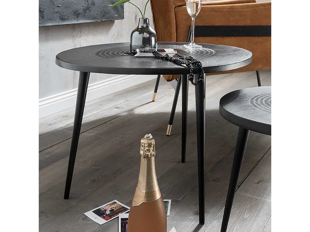 Schwarzer Beistelltisch aus Metall Industry und Loft Stil