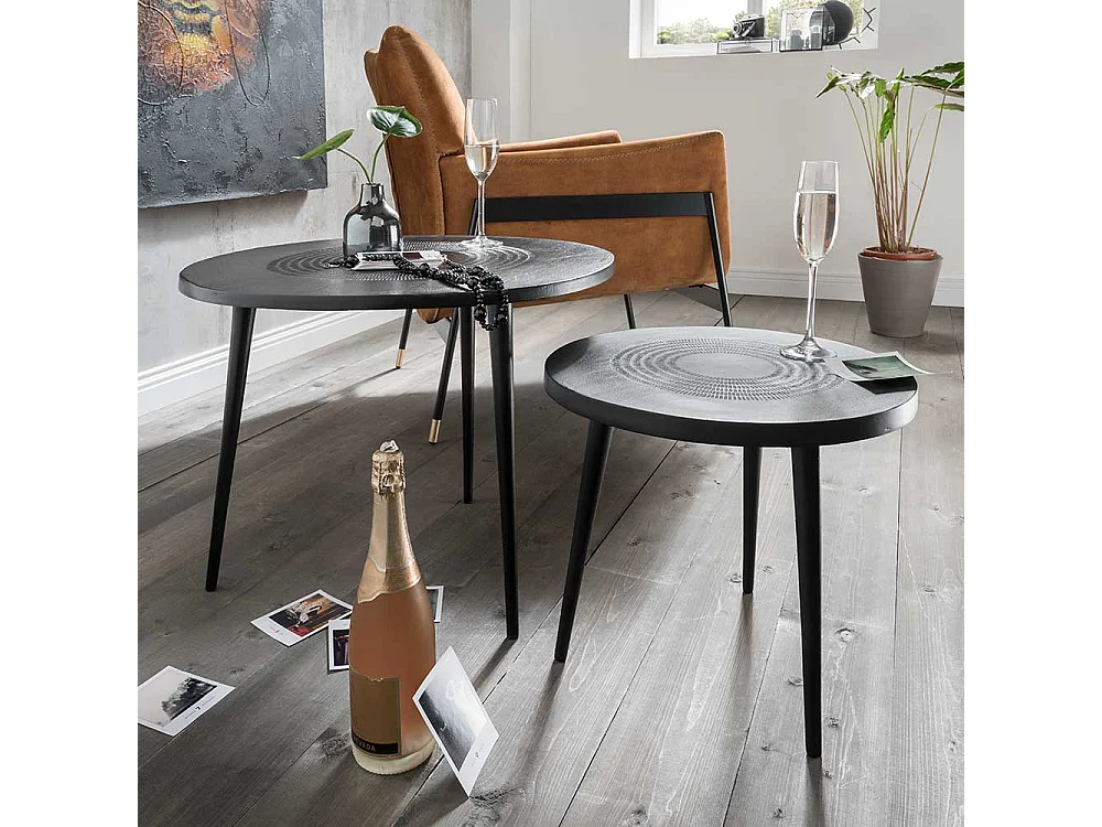 Schwarzer Beistelltisch aus Metall Industry und Loft Stil