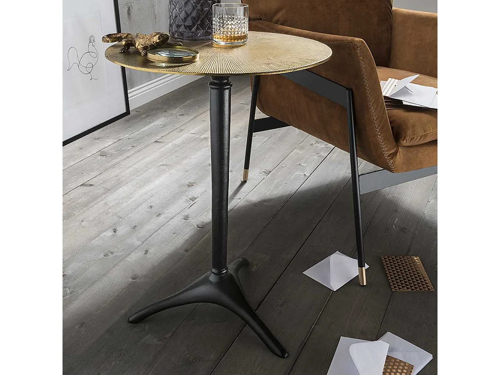 Beistelltisch aus Metall mit runder Tischplatte Bistro Stil