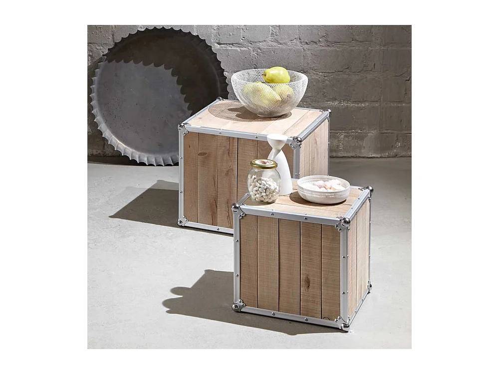 Beistelltisch Set im Loft Design Kiefer massiv Aluminium