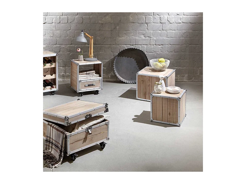 Beistelltisch Set im Loft Design Kiefer massiv Aluminium