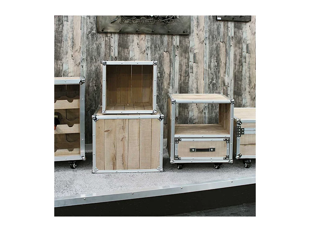 Beistelltisch Set im Loft Design Kiefer massiv Aluminium