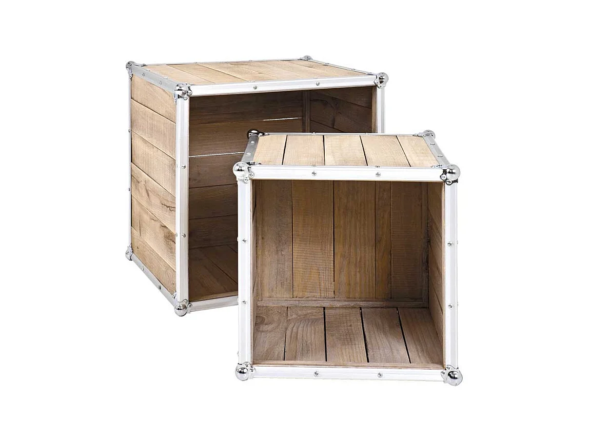 Beistelltisch Set im Loft Design Kiefer massiv Aluminium