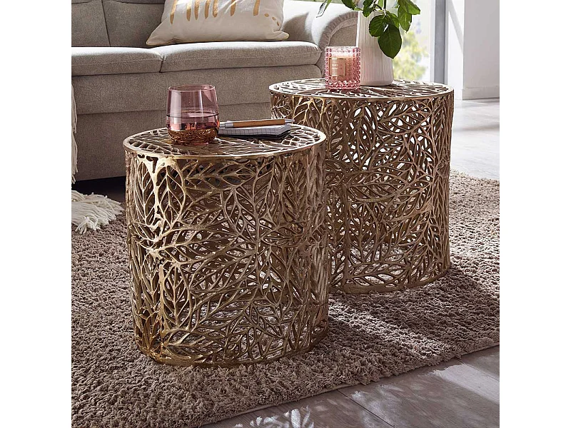 Beistelltisch 2er Set Gold aus Aluminium modernem Design (zweiteilig)