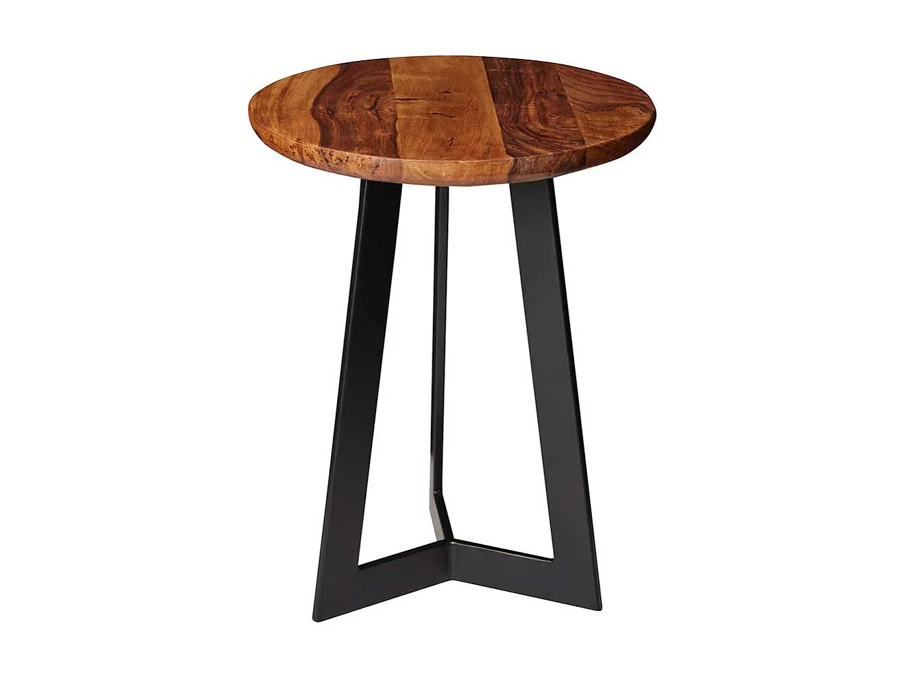 Beistelltisch aus Sheesham Massivholz und Eisen rund