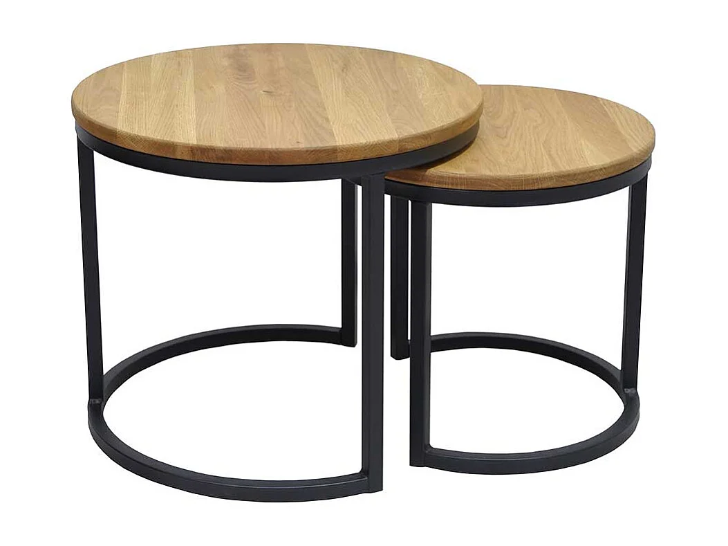 Beistelltisch Set im Industrie Stil Massivholz & Metall (zweiteilig)