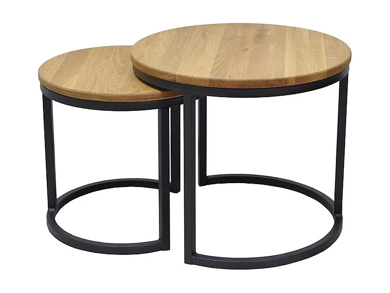 Beistelltisch Set im Industrie Stil Massivholz & Metall (zweiteilig)