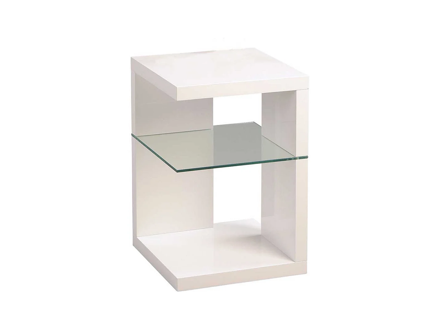 Hochglanz Beistelltisch in Weiß Sicherheitsglas