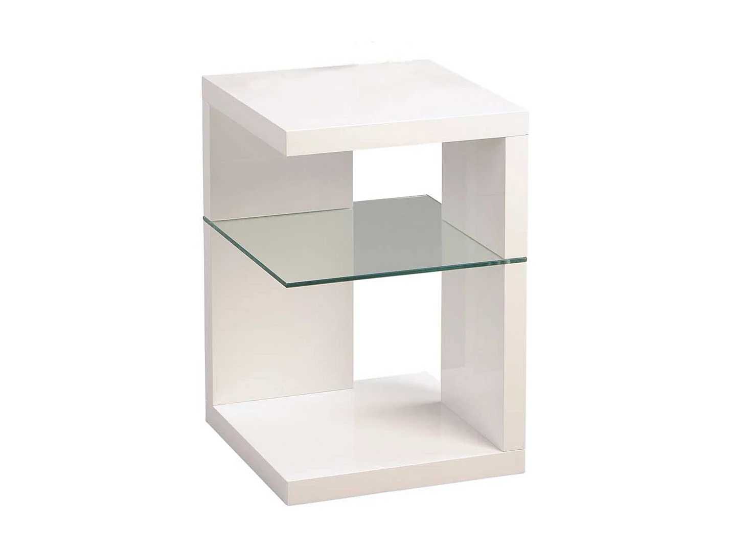Hochglanz Beistelltisch in Weiß Sicherheitsglas