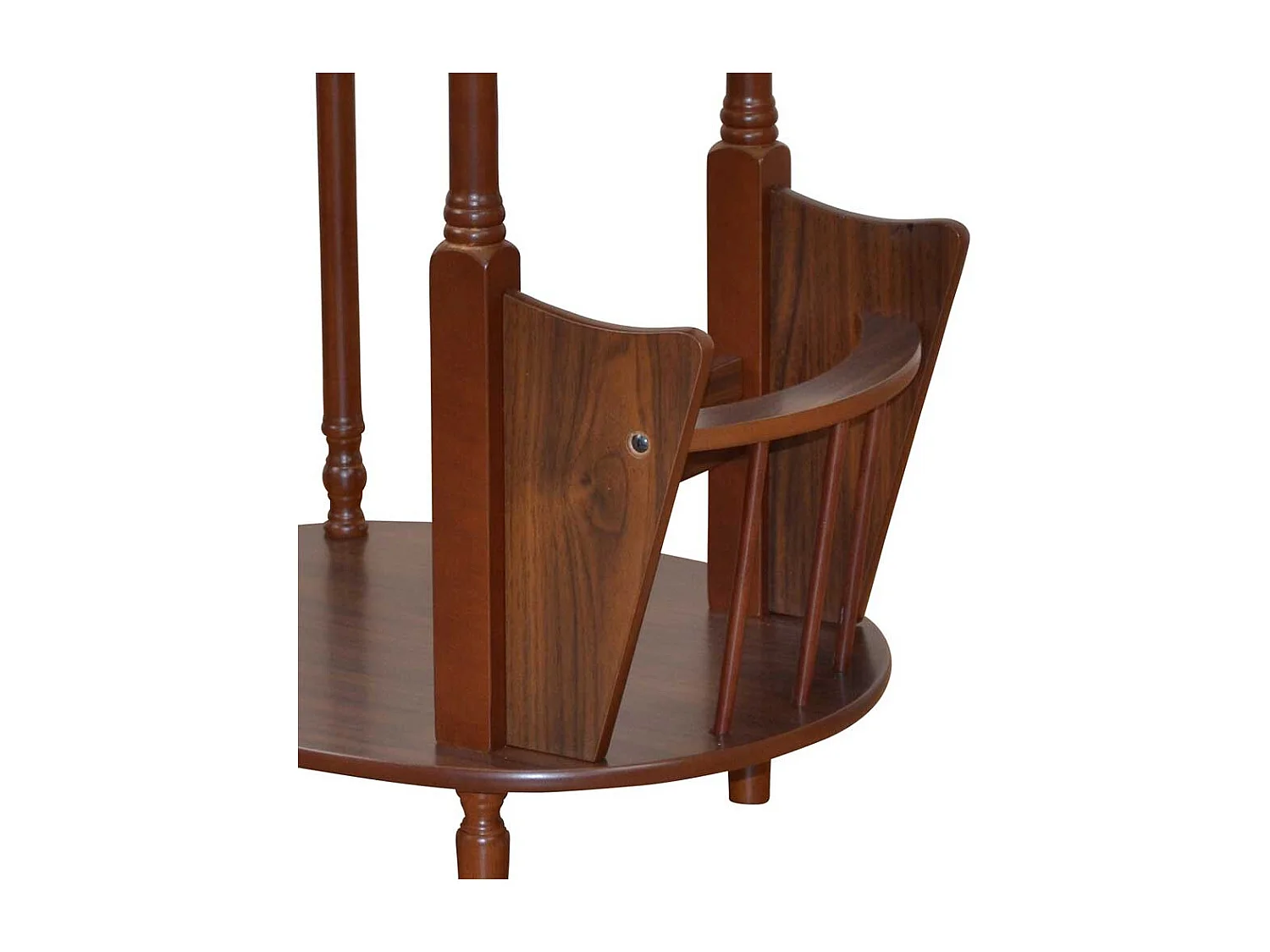 Runder Beistelltisch in Eiche rustikal Zeitungsablage