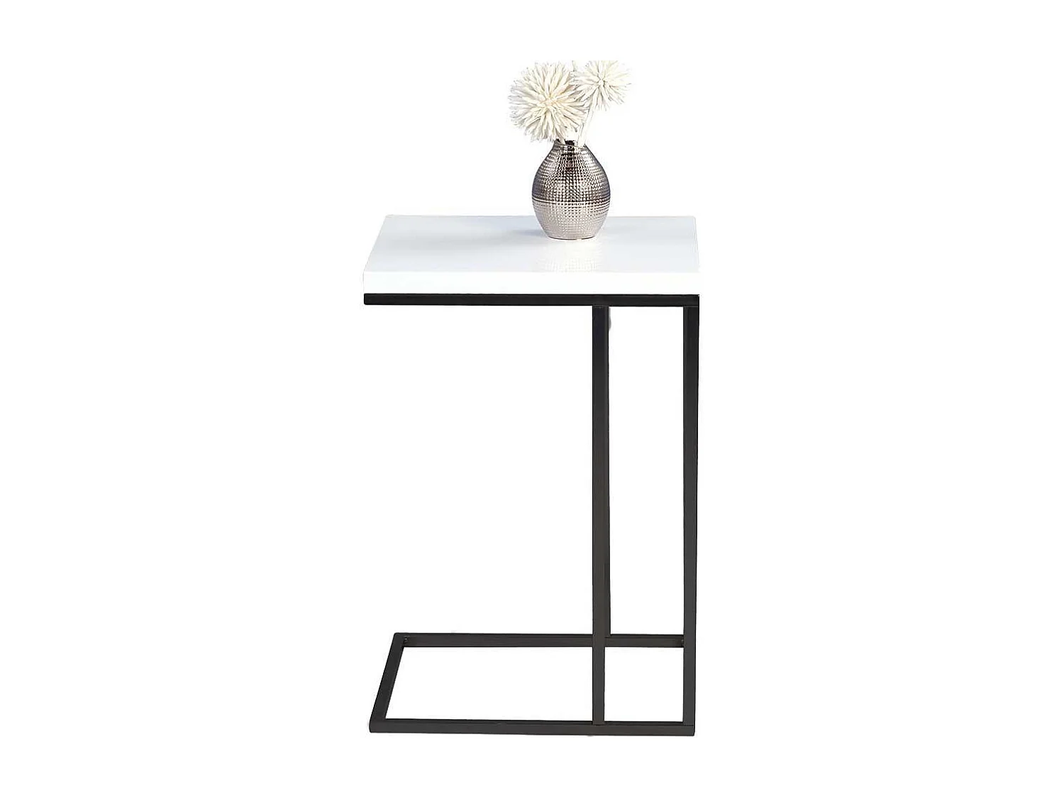 Sofa Beistelltisch in Weiß Hochglanz Schwarz