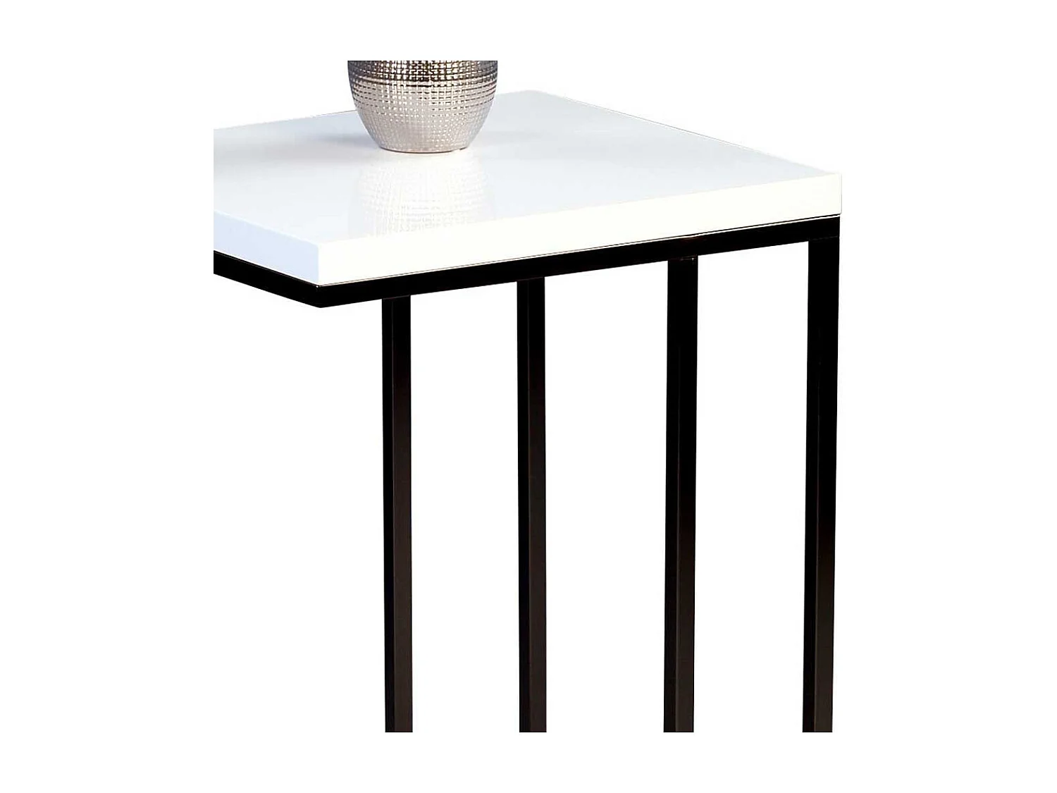 Sofa Beistelltisch in Weiß Hochglanz Schwarz