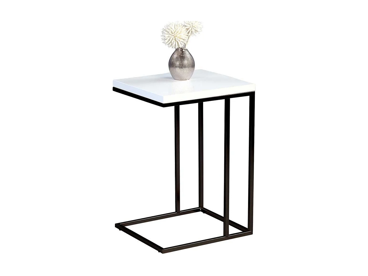 Sofa Beistelltisch in Weiß Hochglanz Schwarz
