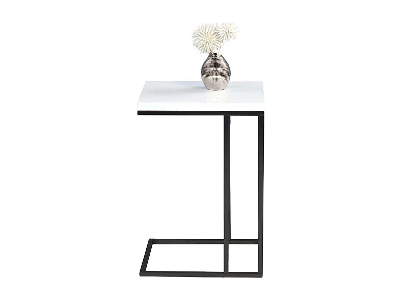 Sofa Beistelltisch in Weiß Hochglanz Schwarz