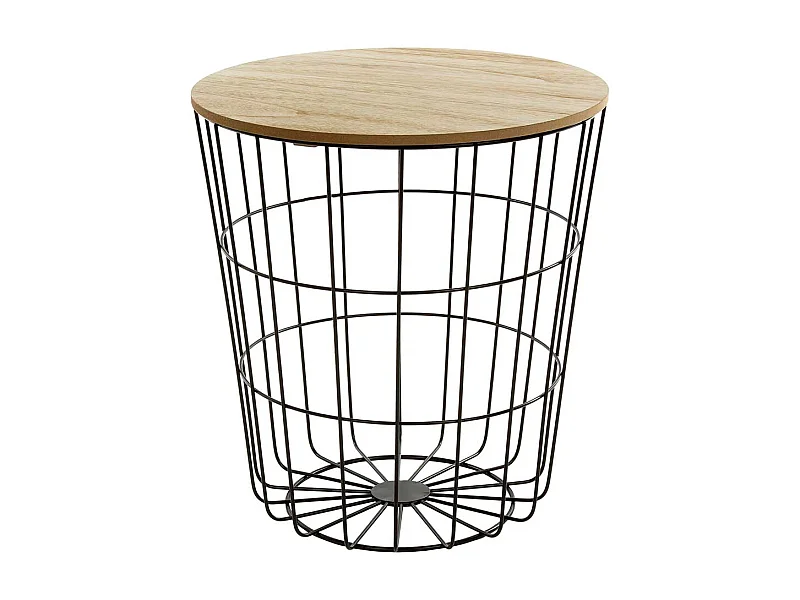 Drahtkorb Beistelltisch mit abnehmbarer Tischplatte 42 cm hoch