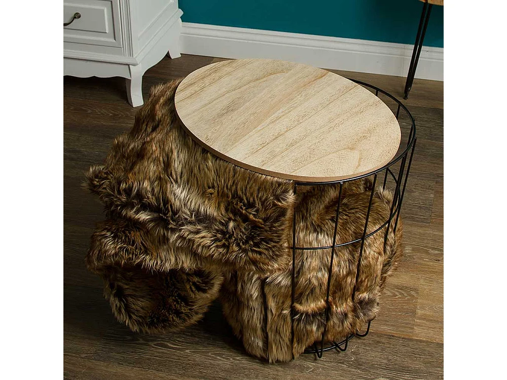 Drahtkorb Beistelltisch mit abnehmbarer Tischplatte 42 cm hoch