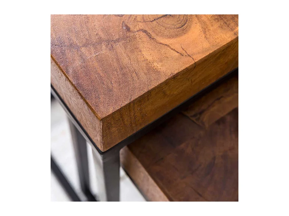 Beistelltische aus Sheesham Massivholz Eisen (zweiteilig)