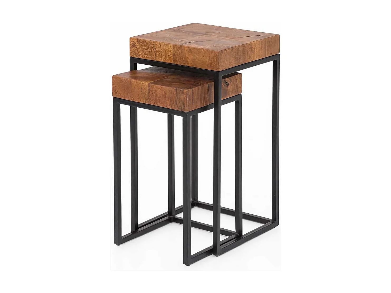 Beistelltische aus Sheesham Massivholz Eisen (zweiteilig)