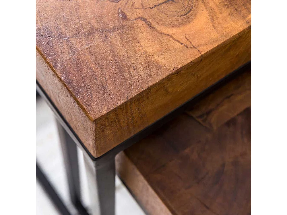 Beistelltische aus Sheesham Massivholz Eisen (zweiteilig)